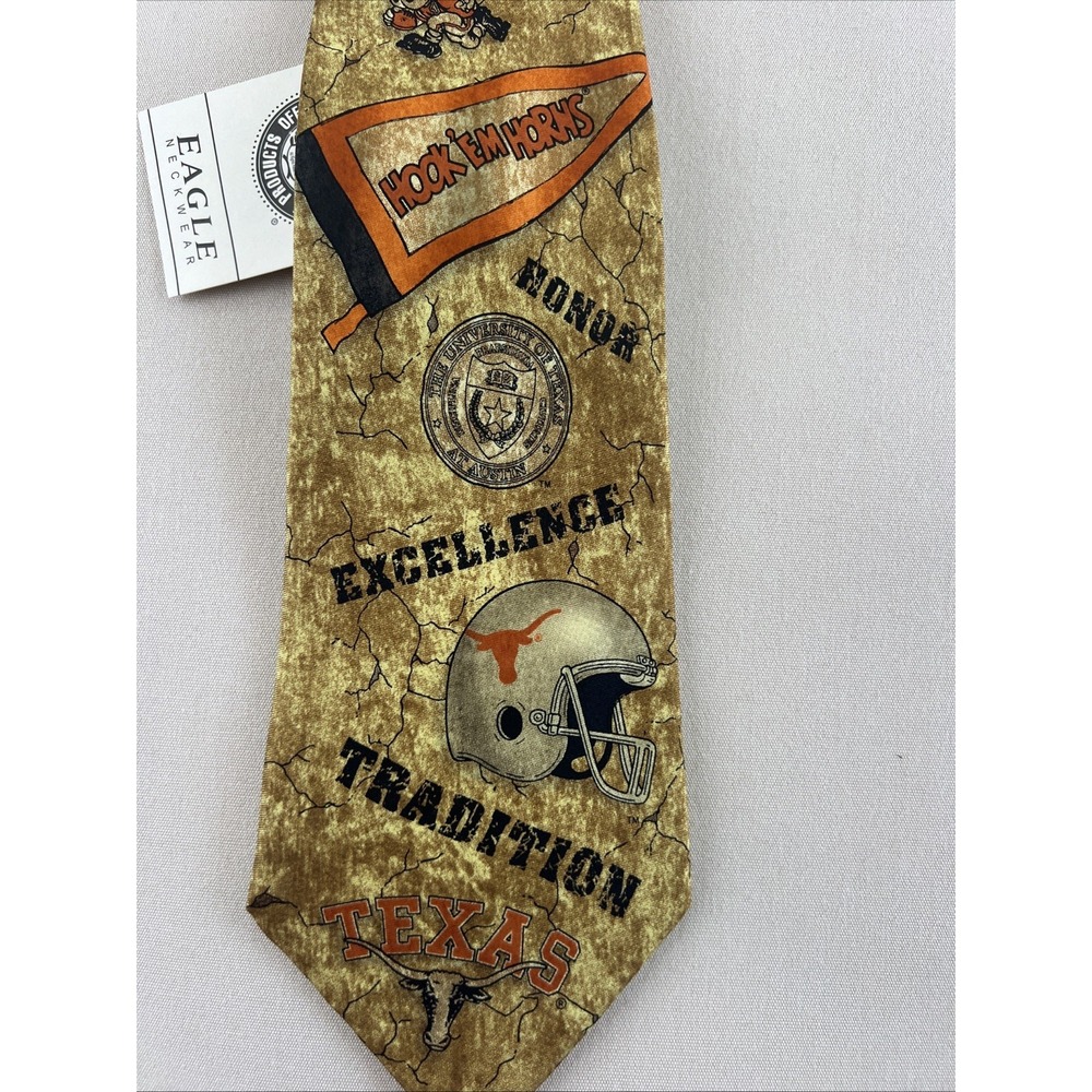 NWT Men's Eagle Texas Longhorns "Hook 'Em Horns" 100% Silk Necktie Tie